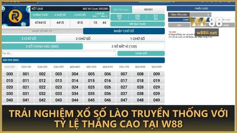 Trải nghiệm xổ số Lào truyền thống với tỷ lệ thắng cao tại W88