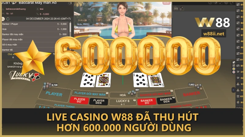 Live Casino W88 đã thu hút hơn 600.000 người dùng