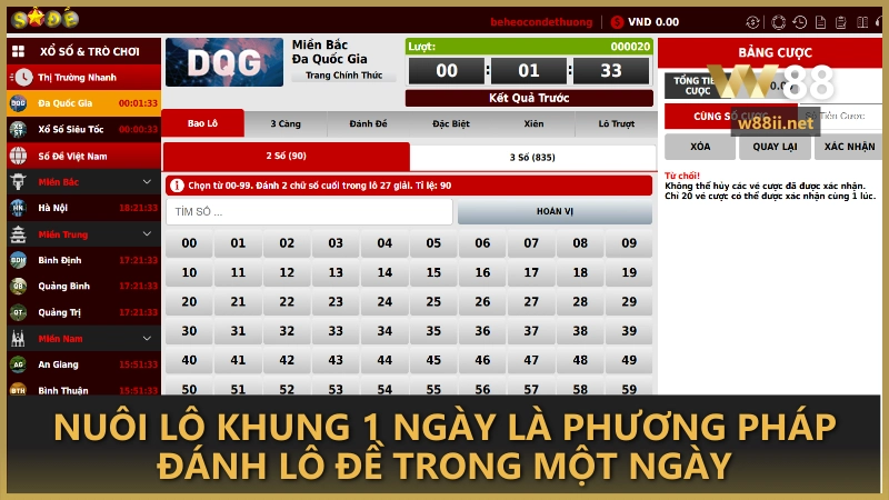 Nuôi lô khung 1 ngày là phương pháp đánh lô đề trong một ngày