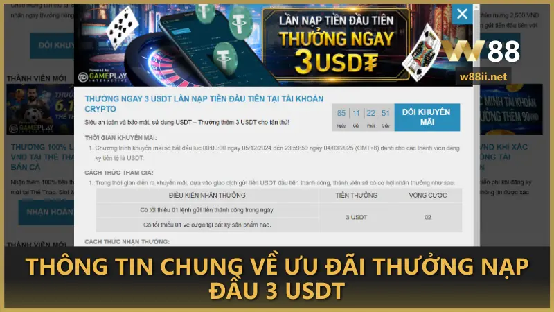 Thông tin chung về ưu đãi thưởng nạp đầu 3 USDT tại tài khoản Crypto